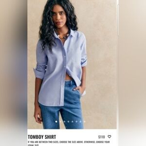 Sezane Blue Tomboy Button Down Shirt SZ 40